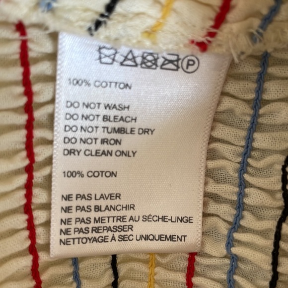 Urban Outfitters Smocked Crop Top Ruched Rainbow Ruffles Pin Stripes Size Meidum - Picture 5 of 6